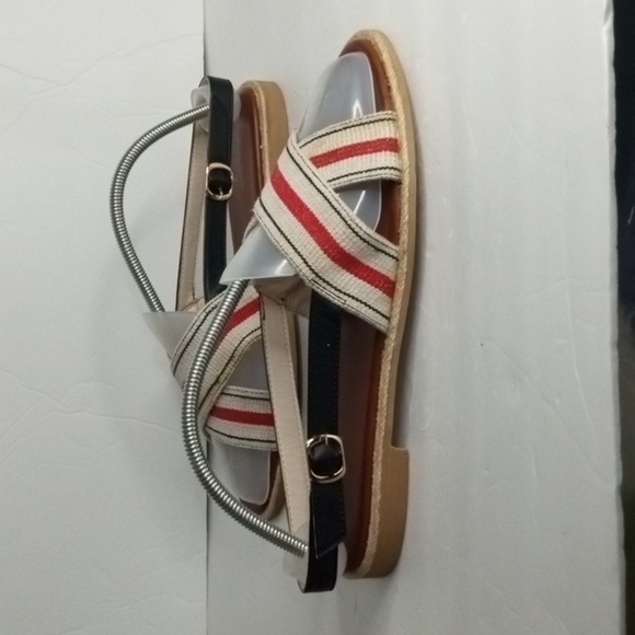 Modcloth Monte Carlo Cross Strap Sandals  size 11 Red/Beige/Black  Pre-owned - Picture 5 of 7